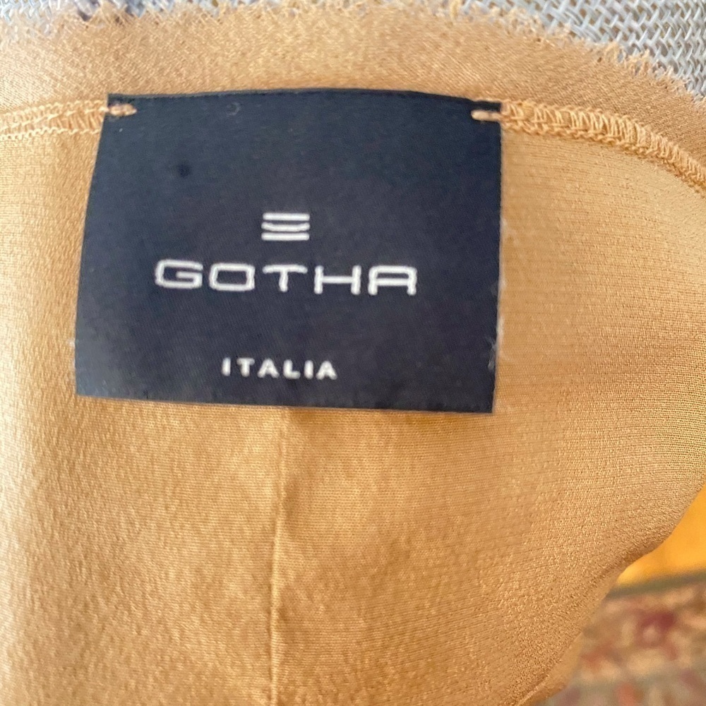 GOTHA SILK SLEEVELESS CAMEL BLOUSE - Picture 2 of 5